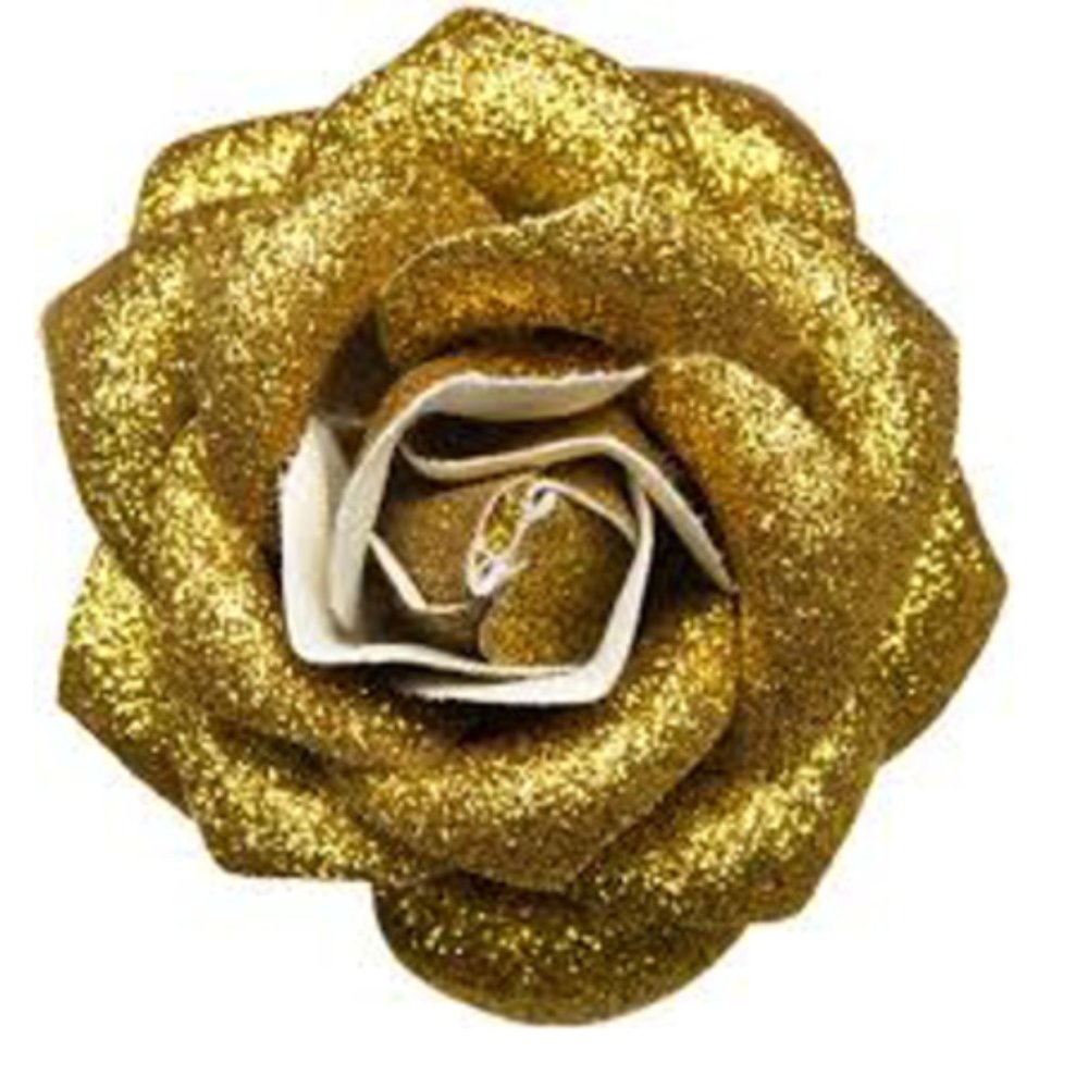 Gold Glitter Rose Hair Clip